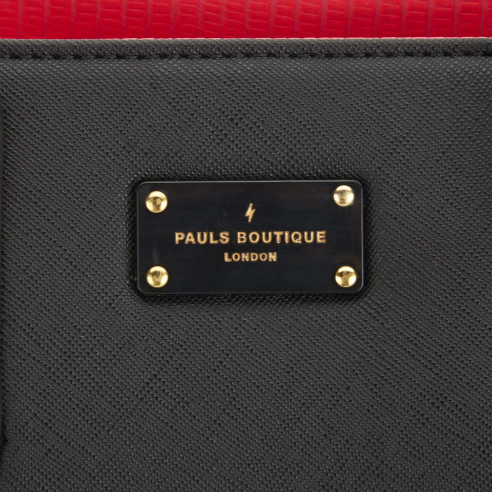 Paul's Boutique Melissa Ostrich Trim Tote Bag - Black/Coral