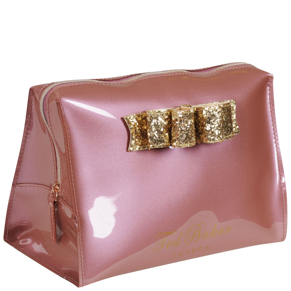 Ted Baker Glowbow Glitter Bow Large Washbag - Rose Gold