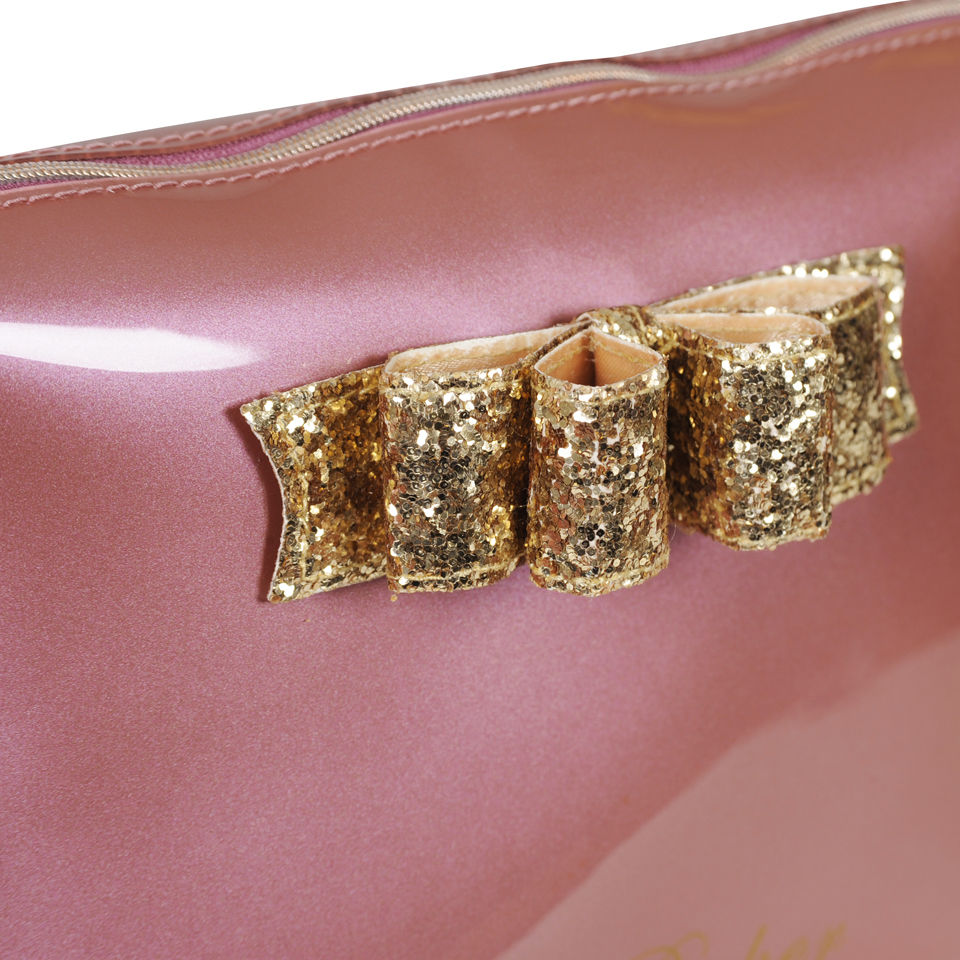 Ted Baker Glowbow Glitter Bow Large Washbag - Rose Gold