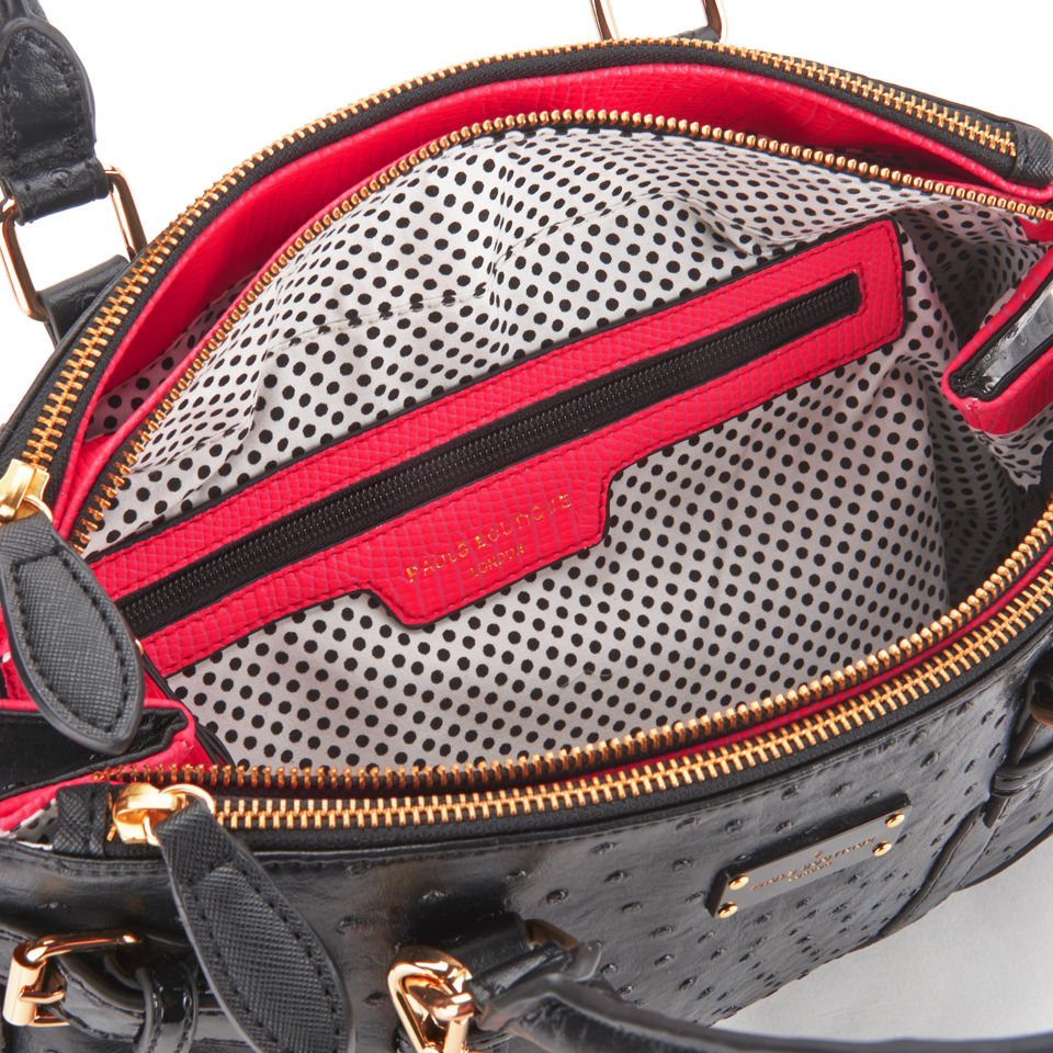 Paul's Boutique Darcy Ostrich Trim Tote Bag - Black/Coral