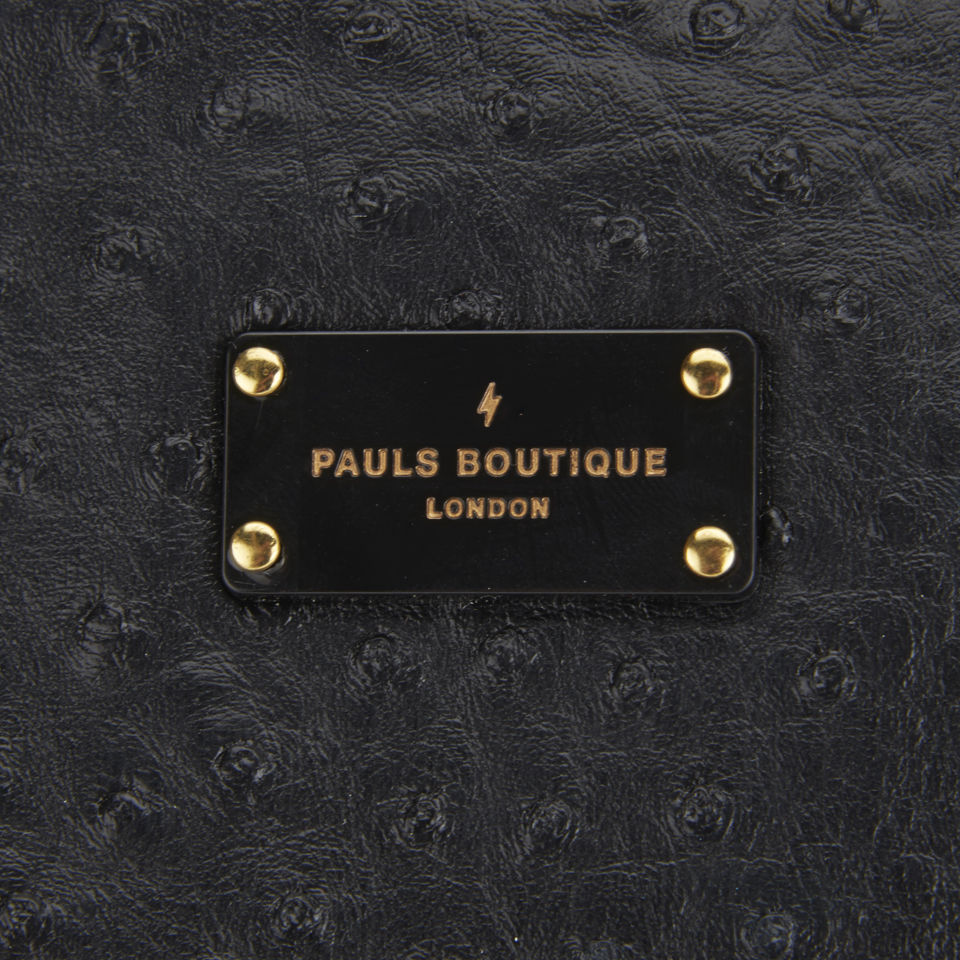 Paul's Boutique Darcy Ostrich Trim Tote Bag - Black/Coral