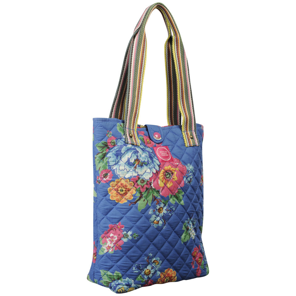 Joules Quilted Book Bag Blue Posy