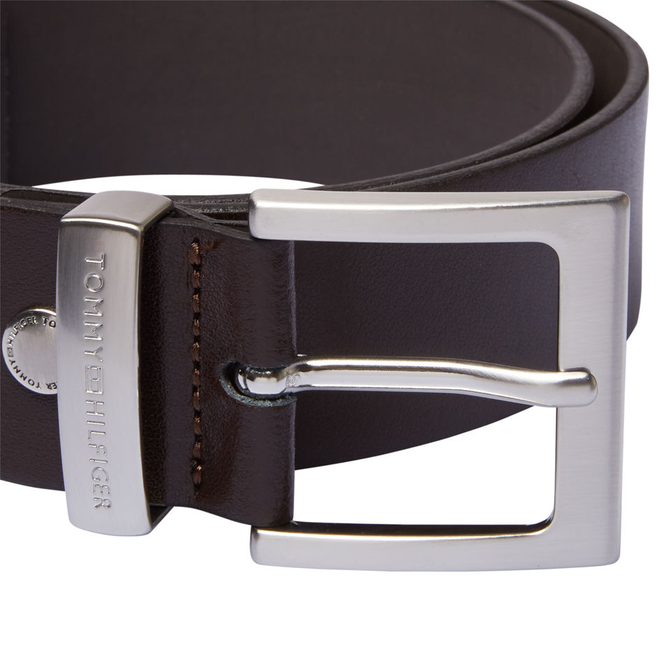Tommy Hilfiger Men's Eton 4cm Metal Loop Leather Belt - Dark Brown