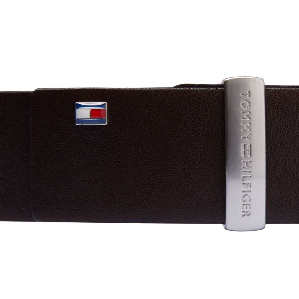 Tommy Hilfiger Men's Eton 4cm Metal Loop Leather Belt - Dark Brown