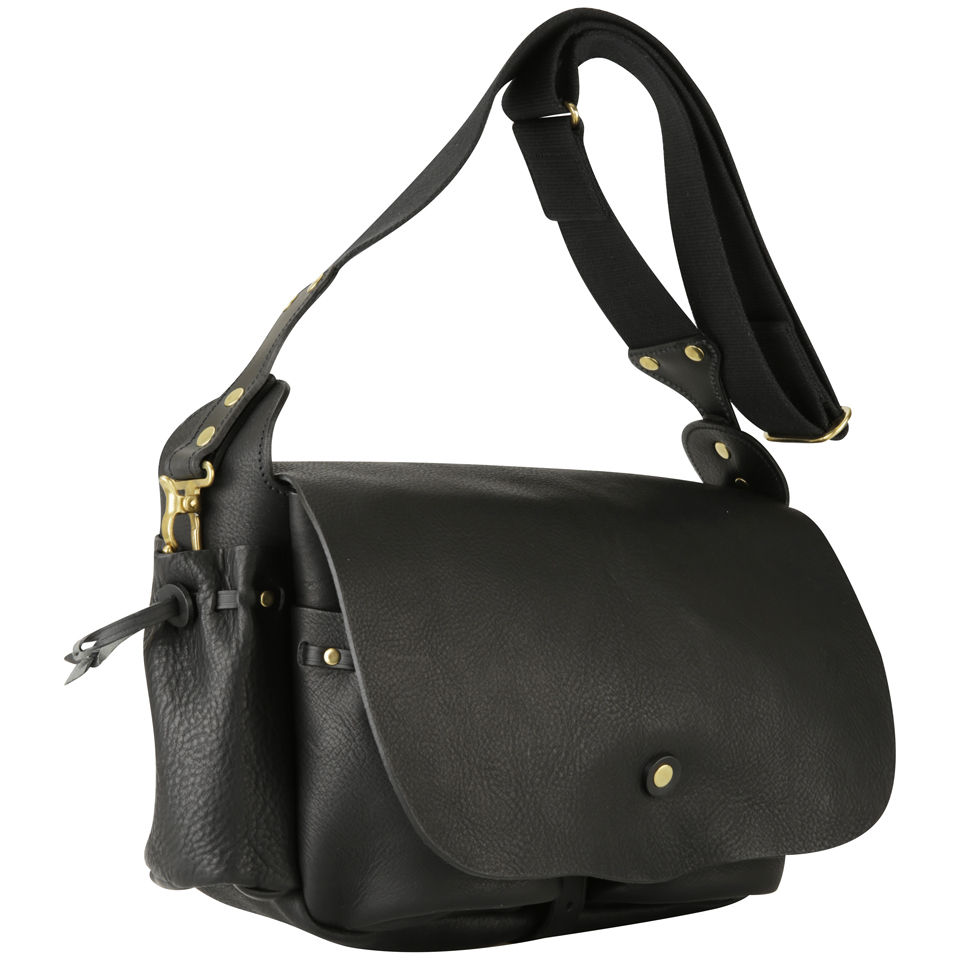 Bill Amberg Hunter Leather Medium Messenger Bag - Black