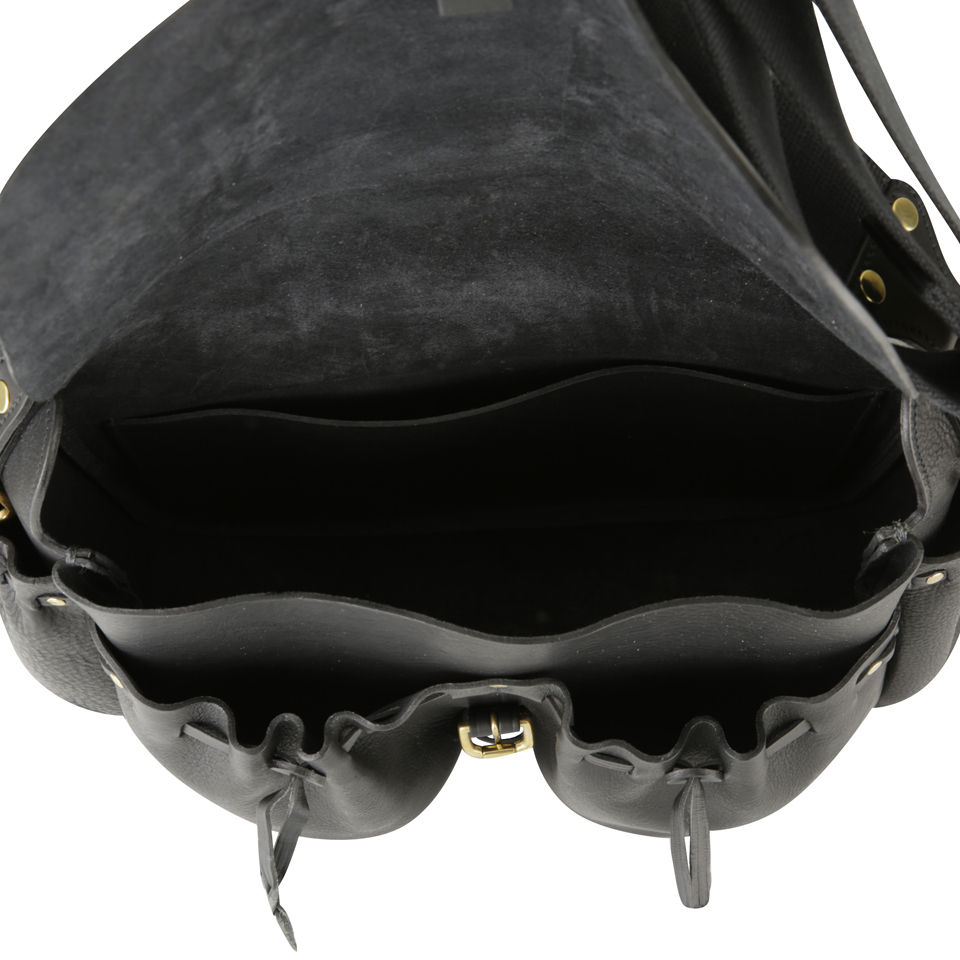 Bill Amberg Hunter Leather Medium Messenger Bag - Black