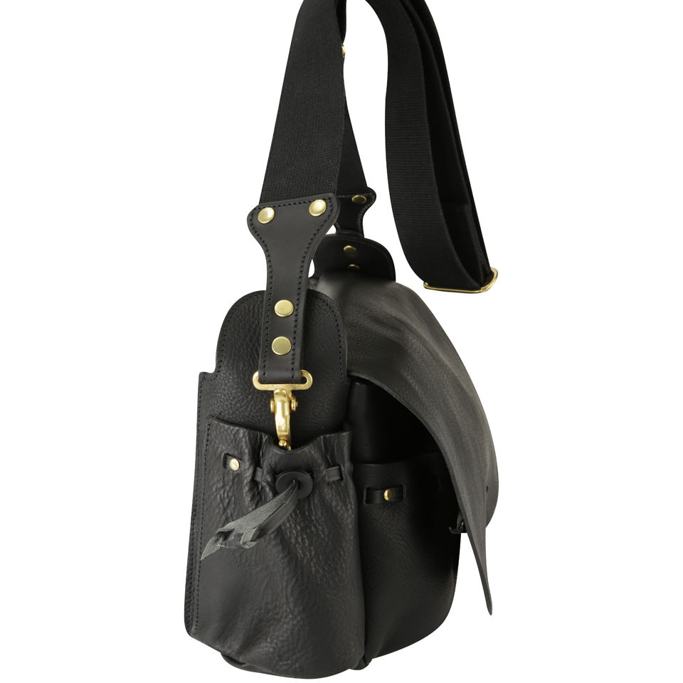 Bill Amberg Hunter Leather Medium Messenger Bag - Black