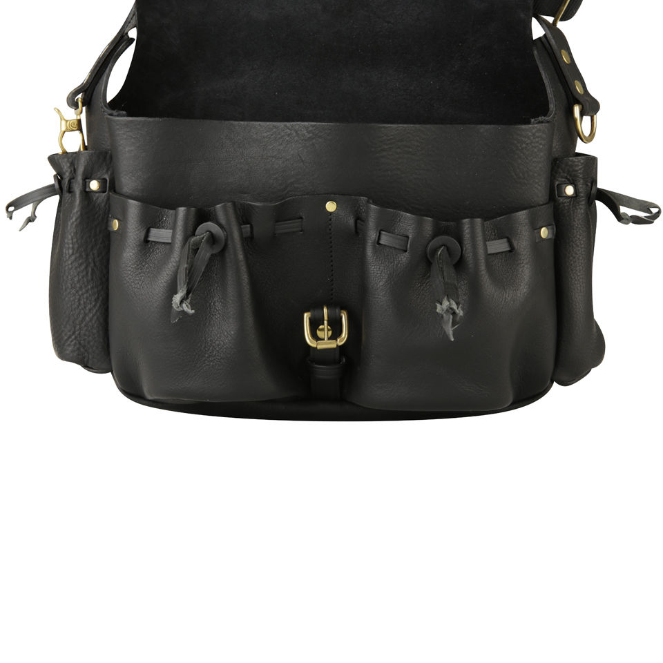 Bill Amberg Hunter Leather Medium Messenger Bag - Black