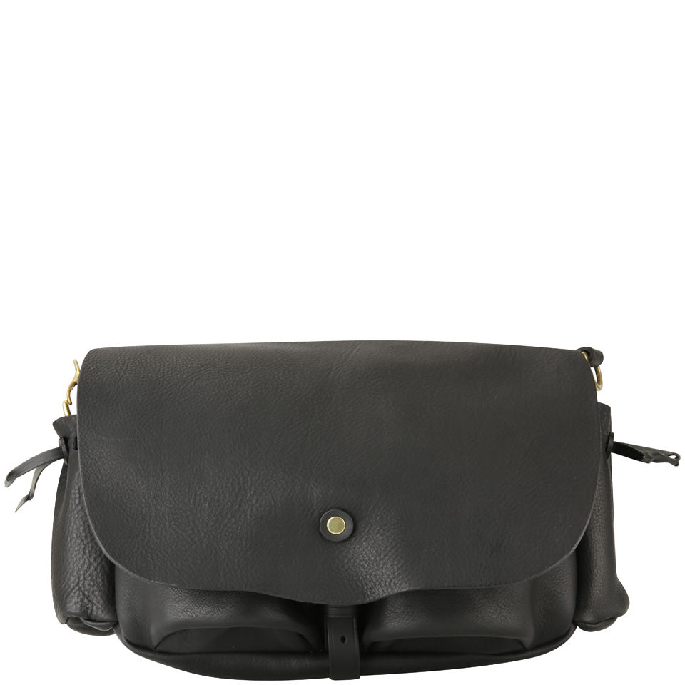 Bill Amberg Hunter Leather Medium Messenger Bag - Black