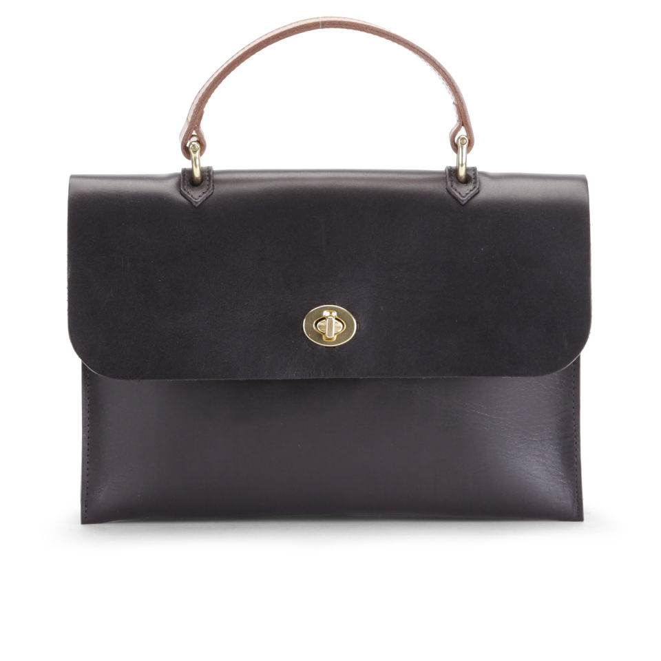Mimi Hebe Small Top Handle Leather Bag - Black