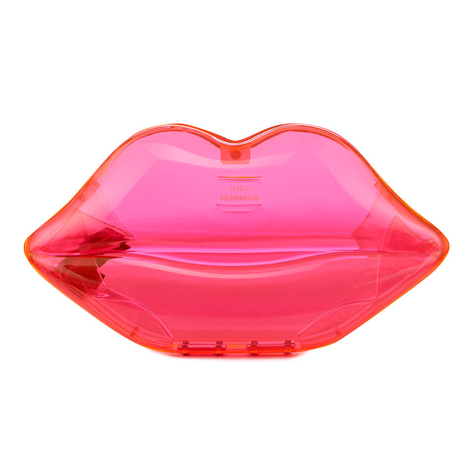 Lulu Guinness Lips Perspex Clutch Bag Neon Pink Coggles