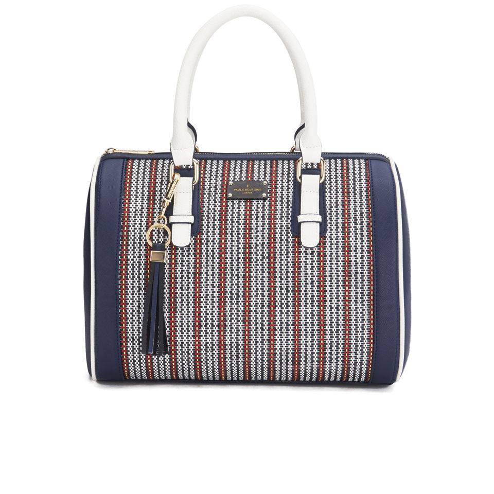 Paul's Boutique Molly Raffia Nautical Bowler Bag - Navy Stripe