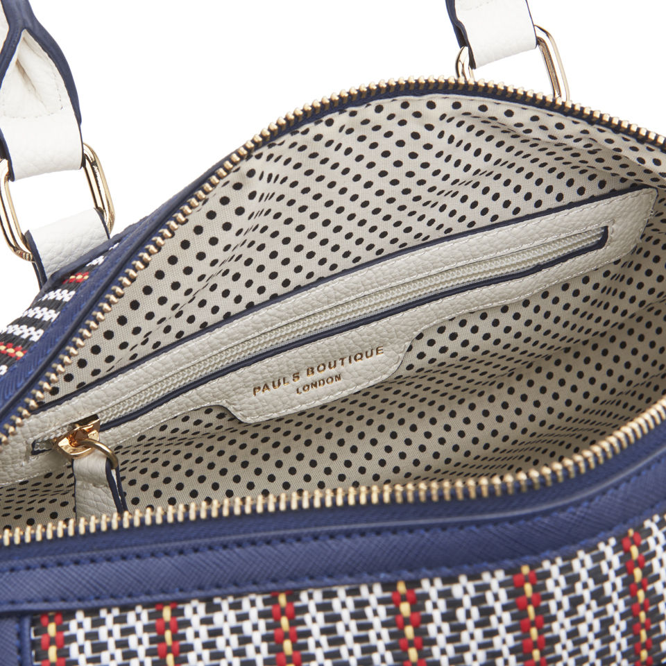 Paul's Boutique Molly Raffia Nautical Bowler Bag - Navy Stripe