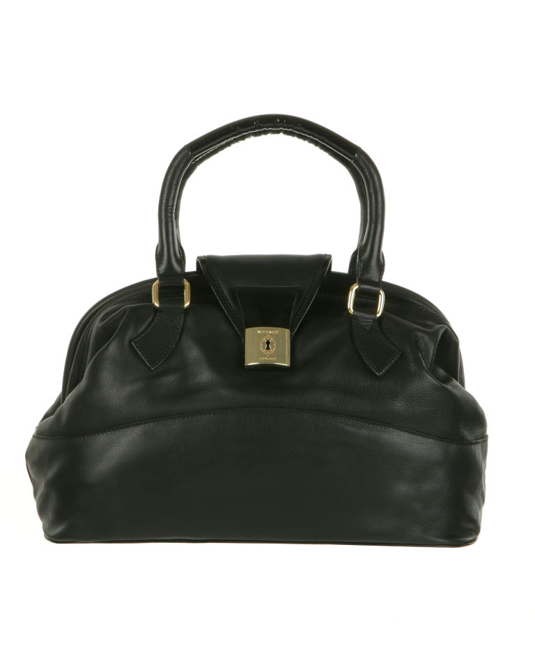 MODALU BUDDHA LEATHER LOCK FRONT GRAB BAG - BLACK