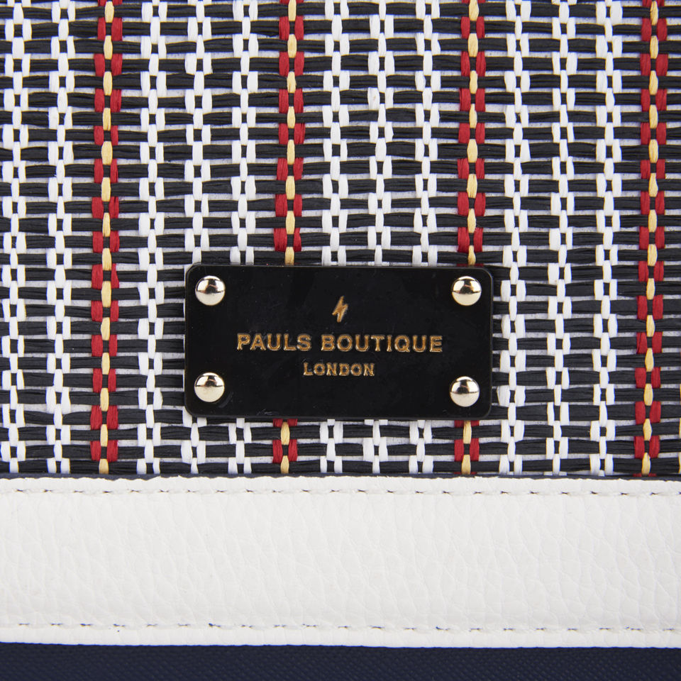 Paul's Boutique Nicole Raffia Nautical Stripe Cross Body Bag - Navy Stripe