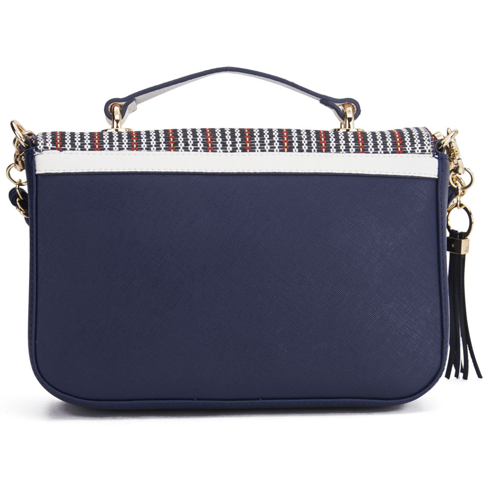 Paul's Boutique Nicole Raffia Nautical Stripe Cross Body Bag - Navy Stripe