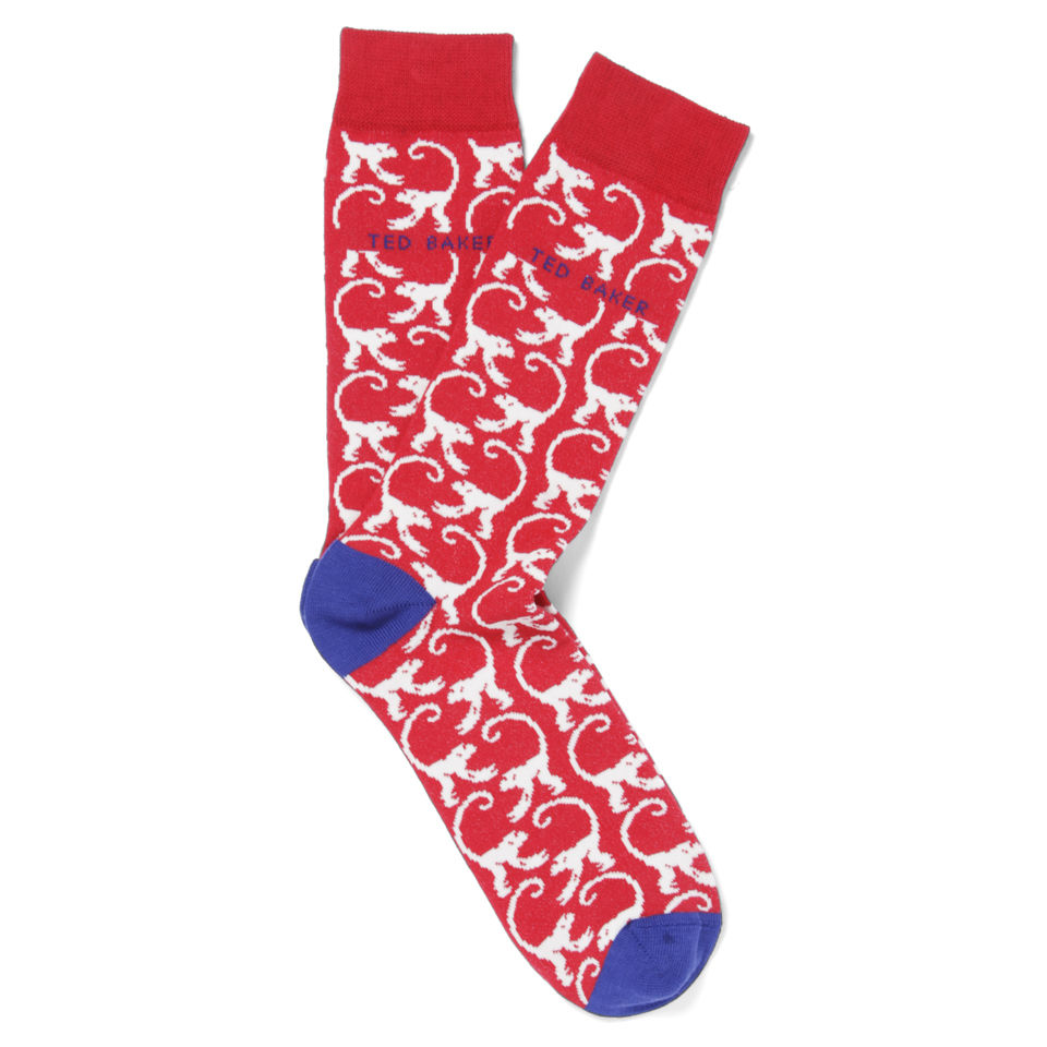 Ted Baker Men's Munkie Monkey Pattern Socks - Red