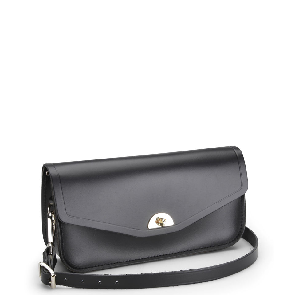 The Cambridge Satchel Company Leather Clutch Bag with Shoulder Strap - Black