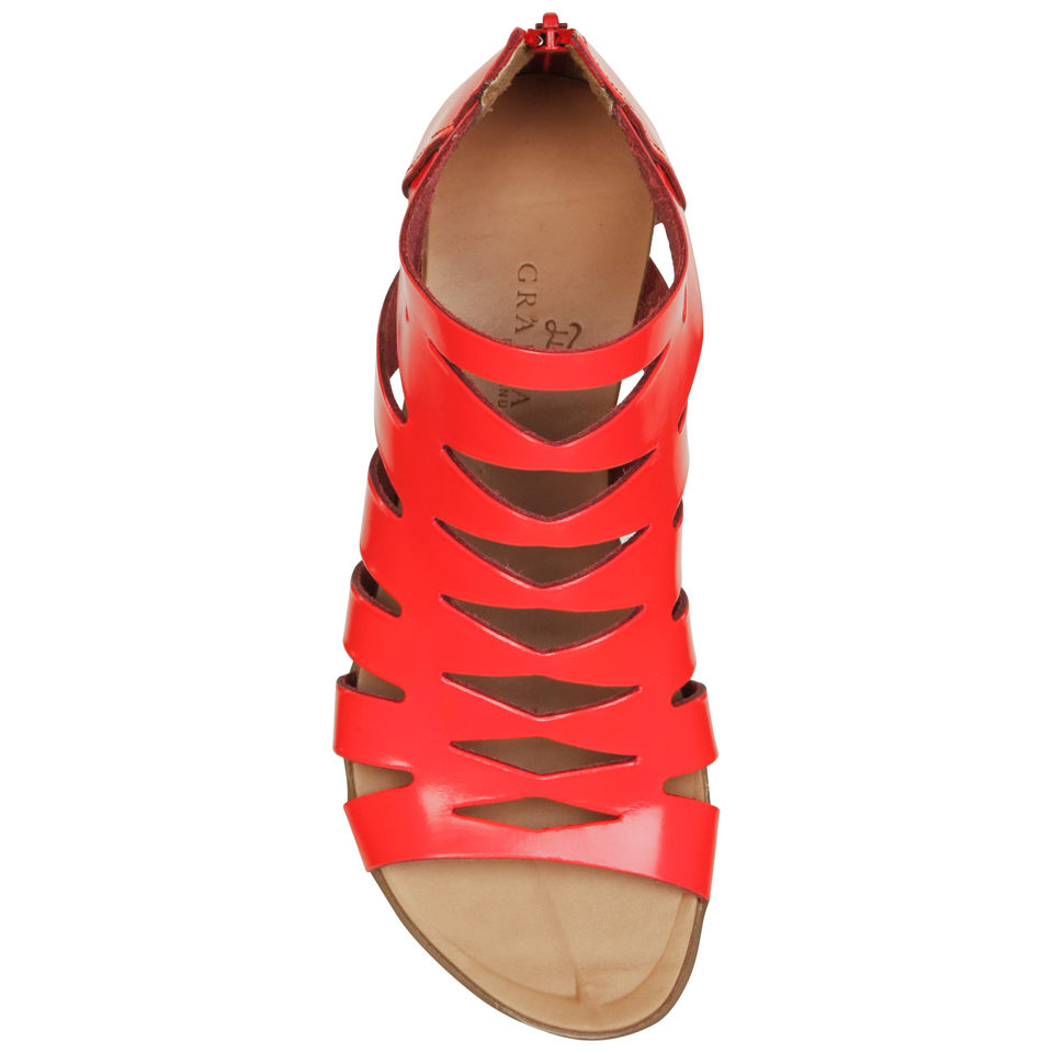 Grafea Women's Gladiator Leather Sandals - Neon Pink  