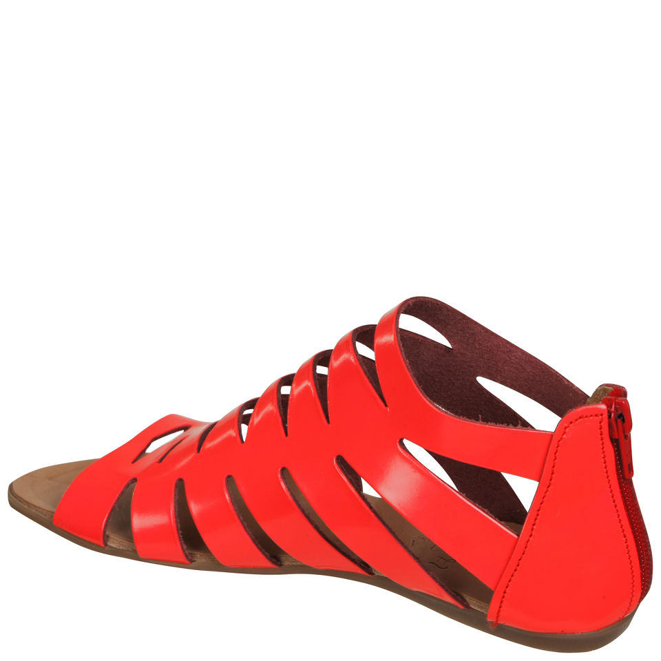 Grafea Women's Gladiator Leather Sandals - Neon Pink  