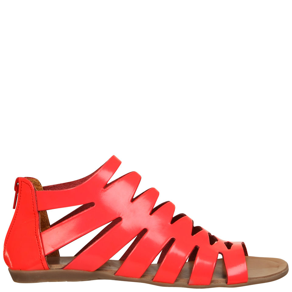 Grafea Women's Gladiator Leather Sandals - Neon Pink  