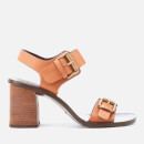 See By Chloé Women's Buckle Leather Heeled Sandals - Malt