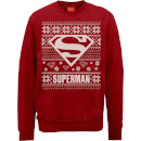 DC Superman Christmas Knit Logo Red Christmas Jumper