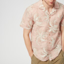 YMC Men's Palm Print Malick Short Sleeve Shirt - Pink