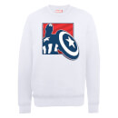 Marvel Avengers Assemble Captain America Badge Outline Sweatshirt - White