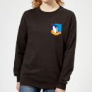 Looney Tunes Road Runner Face Faux Pocket Women's Sweatshirt - Black