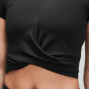 Power 力量系列 女士短袖短版上衣 - 黑 - XS