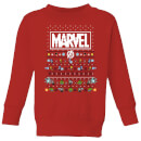 Marvel Avengers Pixel Art Kids Christmas Jumper - Red