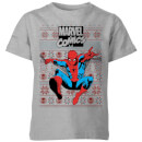Marvel Avengers Classic Spider-Man Kids Christmas T-Shirt - Grey