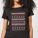 Star Wars On The Naughty List Pattern Women's Christmas T-Shirt - Black