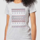 Star Wars On The Nice List Pattern Women's Christmas T-Shirt - Grey