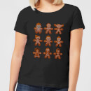 Star Wars Gingerbread Characters Women's Christmas T-Shirt - Black