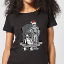Star Wars Happy Holidays Droids Women's Christmas T-Shirt - Black