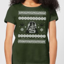 Star Wars Darth Vader Knit Women's Christmas T-Shirt - Forest Green