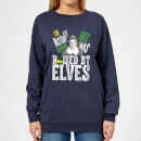 Elf Raised By Elves Women's Christmas Jumper - Navy