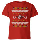 Star Wars Yoda Knit Kids' Christmas T-Shirt - Red