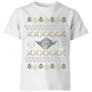 Star Wars Yoda Knit Kids' Christmas T-Shirt - White