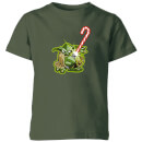 Star Wars Candy Cane Yoda Kids' Christmas T-Shirt - Forest Green