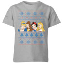 Disney Princess Faces Kids' Christmas T-Shirt - Grey