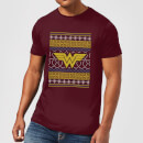 DC Wonder Woman Knit Men's Christmas T-Shirt - Burgundy