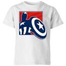 Avengers Assemble Captain America Outline Badge Kids' T-Shirt - White