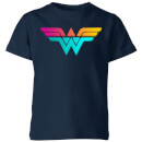 Justice League Neon Wonder Woman Kids' T-Shirt - Navy