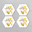 Yellow Pressed Flowers Hexagonal Coaster Set