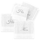 White His & Hers Cotton Embroidered Towel Bale