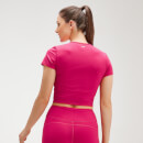 MP Women's Power Short Sleeve Crop Top - Virtual Pink - XL