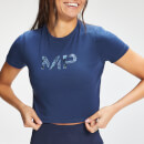 T-Shirt Cropped com Logótipo de Padrão Camuflado Adapt para Senhora da MP - Azul Petróleo - L
